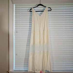 Cream Midi Button Down Dress, New, Size 14
